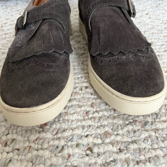 Frye Gemma Kiltie Smoke Gray Suede Oxford Wingtip Loafer Fashion Sneaker - Picture 3 of 11